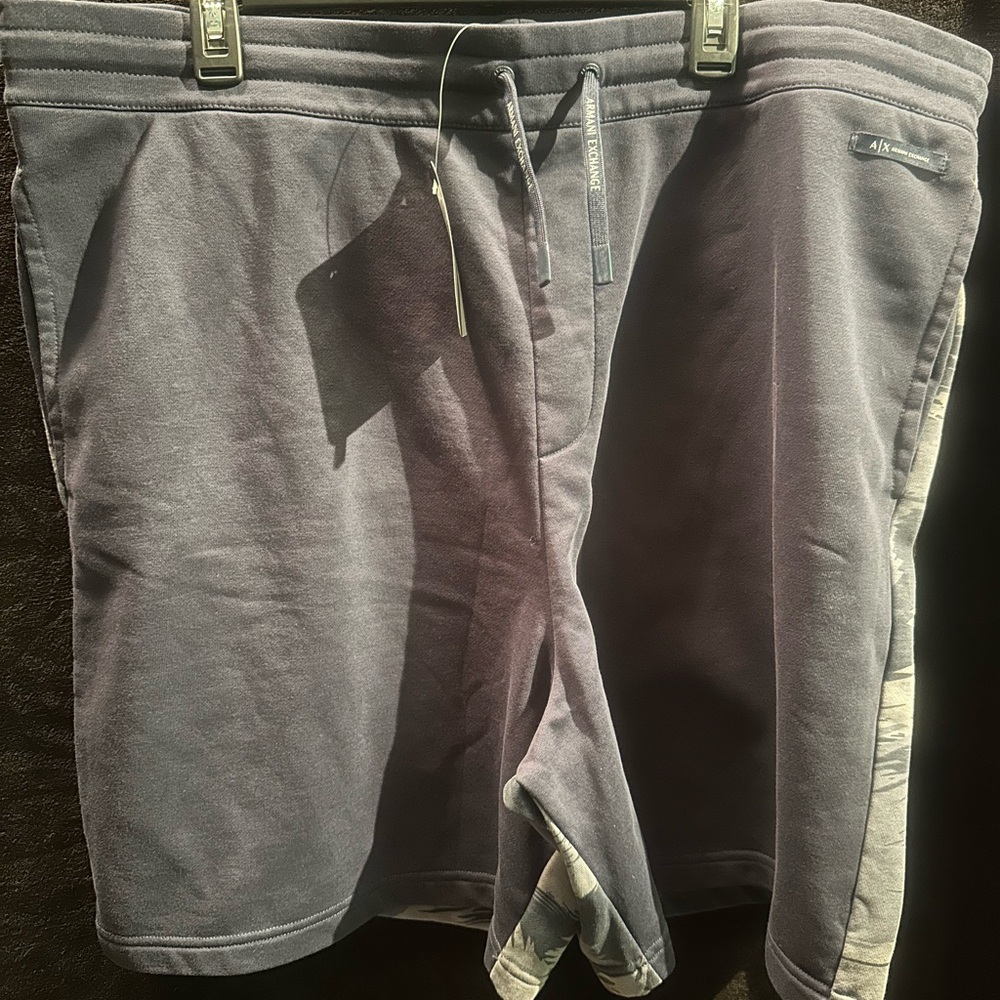 Armani Exchange Blue Athletic Shorts with Elastic Waistband
